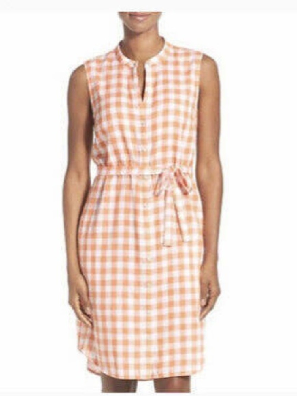 Tommy Bahama Orange and White Gingham Sleeveless Dress